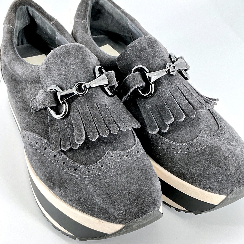 Dolce Vita Size 9.5 Gray Suede Platform Bit Loafers NEW Wingtip Jhax $140 Shoes